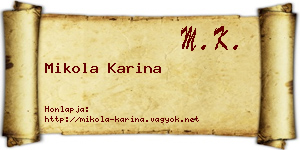 Mikola Karina névjegykártya